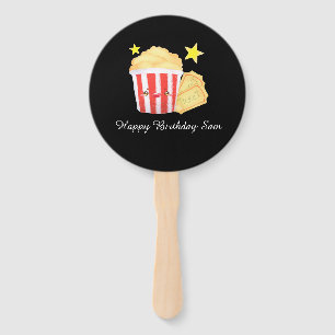 Movie Night Popcorn And Tickets Hand Fan