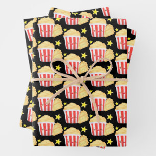 Movie Night Popcorn And Tickets Wrapping Paper Sheet