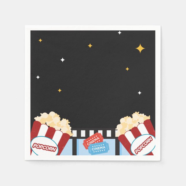 movie night popcorn backyard party napkin (Front)