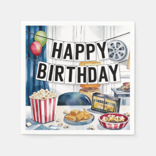 Movie Night Popcorn Birthday Party Napkin