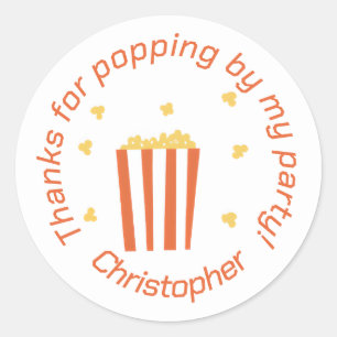 Movie Night Popcorn Personalised Thank You Classic Round Sticker