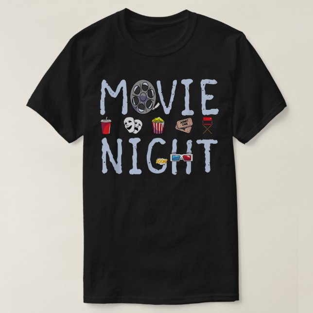 Movie Night Popcorn Tickets Family Cinema Time Fil T-Shirt (Design Front)