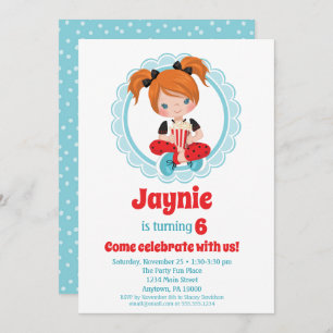 Movie Night Red Hair Girls Birthday Invitation