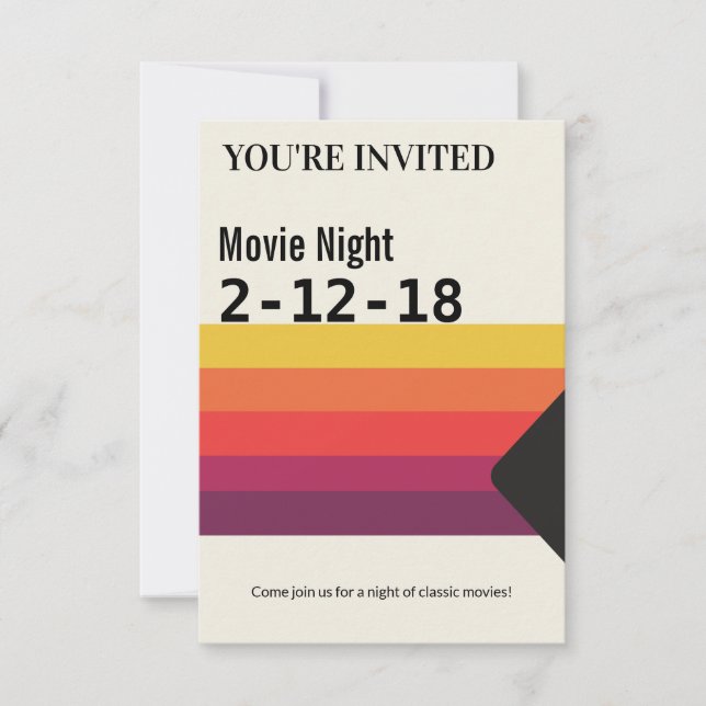 Movie Night Retro 1980s VHS Video Tape Invite (Front)