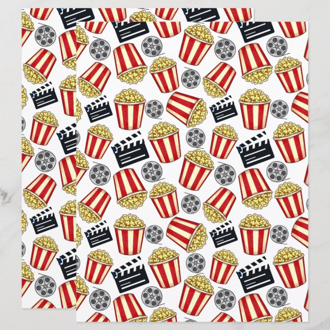 Movie Night Scrapbook Paper (Front/Back)