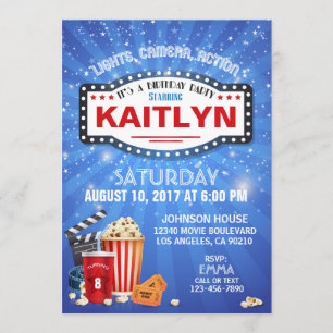 Movie Night Sleep Over Birthday Party Invitation