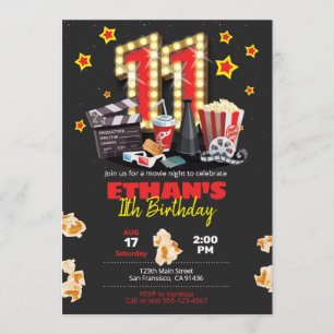 Movie night, Theatre - 11th Birthday Invitation