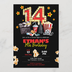 Movie night, Theatre - 14th Birthday Invitation