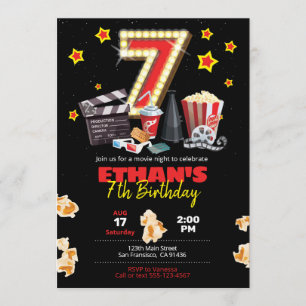 Movie night, Theatre - 7th Birthday Invitation
