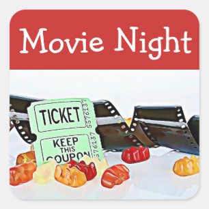 Movie Night Theatre Birthday Party Stickers
