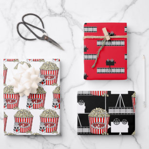 Movie Night Themed Birthday Wrapping Paper Sheet