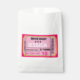 Movie Night Ticket Birthday Girl Custom  Favour Bags