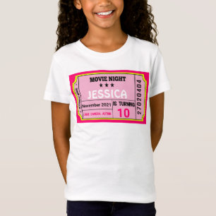 Movie Night Ticket Birthday Girl Custom T-Shirt