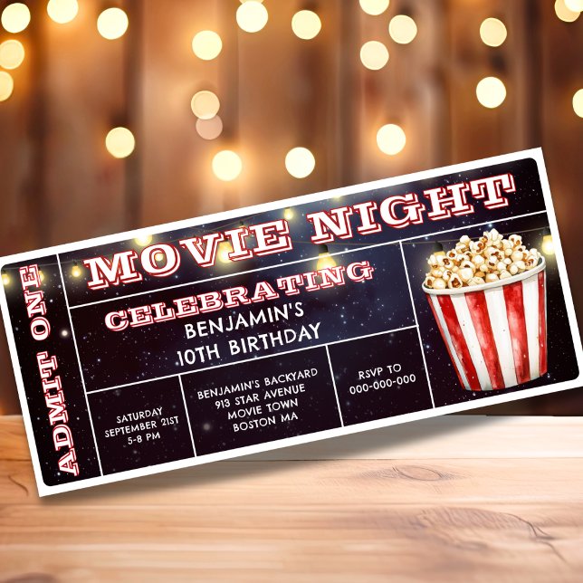 Movie Night Ticket Birthday Invitation (Creator Uploaded)