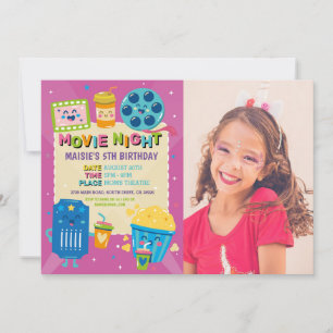 Movie Night Ticket Film Cinema Birthday Photo Invitation