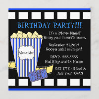 Movie Night With Popcorn and Film Strip in Blue