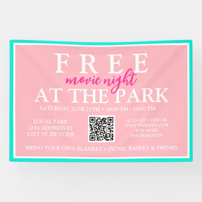 Movie Nights at the Park | Custom Summer Event Banner (Horizontal)