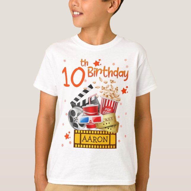 Movie Party Cinema Theater Birthday Matching T-Shi T-Shirt (Front)