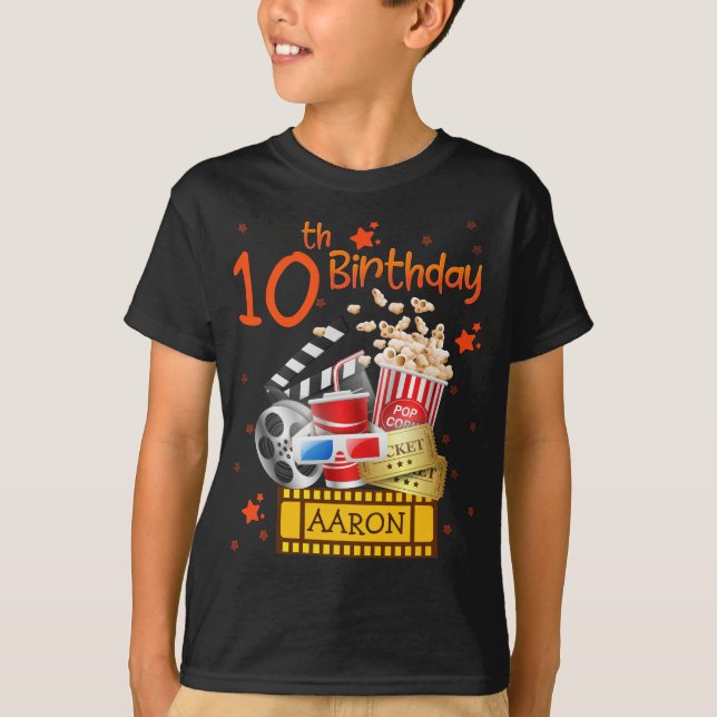 Movie Party Cinema Theatre Birthday Matching T-Shirt (Front)