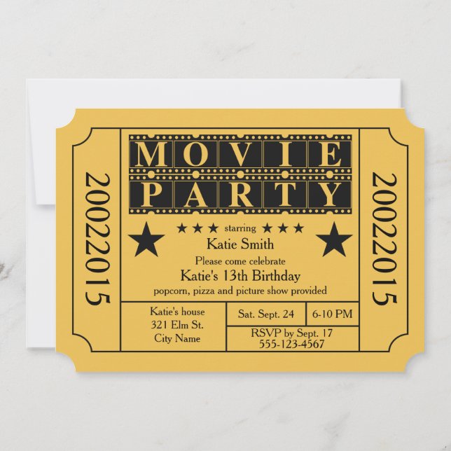 Movie Party Invitation (Back)