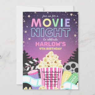 Movie Party Invitation   Movie Night Birthday