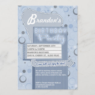 Movie Party Invitation Retro Drive In Marquee
