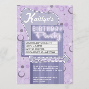 Movie Party Invitation Retro Drive In Marquee