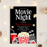 Movie Party | Movie Night Birthday Invitation<br><div class="desc">Celebrate your child's first birthday with a fun and festive movie night party! This invitation features a black and red design with popcorn and film reels. It's easy to customise with your child's name, party date, time, location, and RSVP information. Order your Movie Night Birthday Invitation today and start planning...</div>
