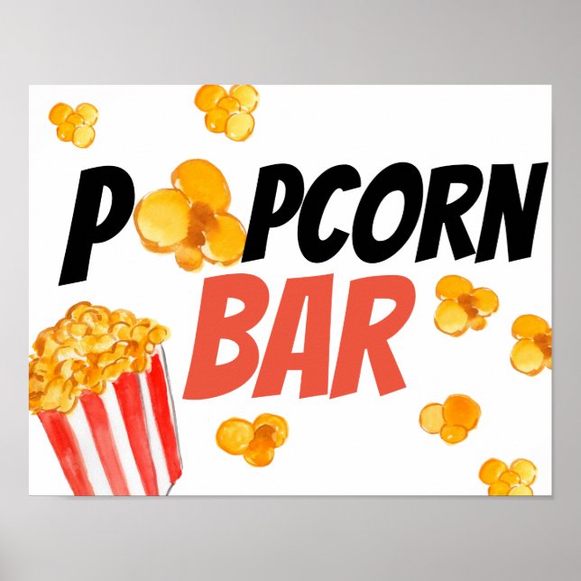 Movie party popcorn bar poster sign (Front)