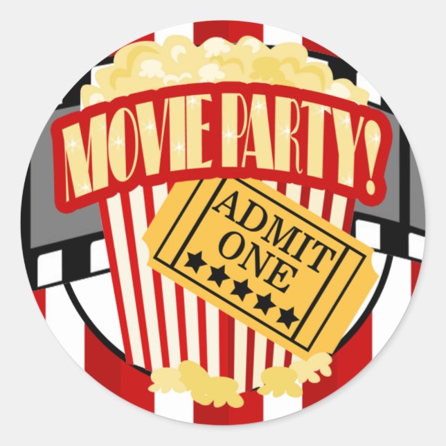 MOVIE PARTY Round Favour Sticker (Front)