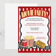 MOVIE PARTY Ticket Birthday Invitations *Updated*