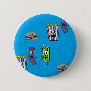 movie popcorn 6 cm round badge