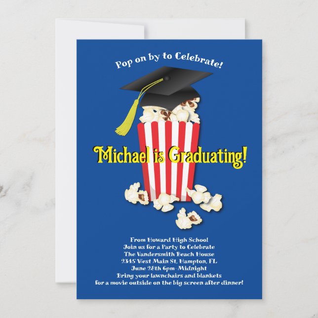 Movie Popcorn Graduation Party Invitation (Front)
