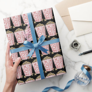 Movie popcorn pattern wrapping paper themed