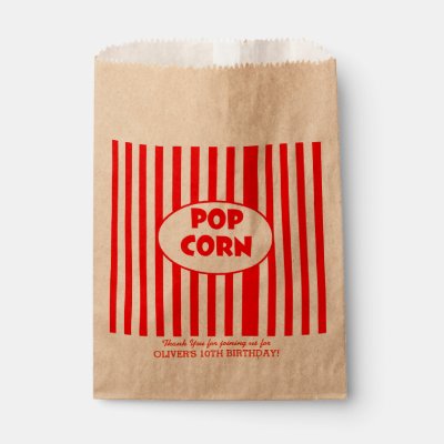 Movie Popcorn Personalised Party Favour Bag For Cinema Kids Birthday Party