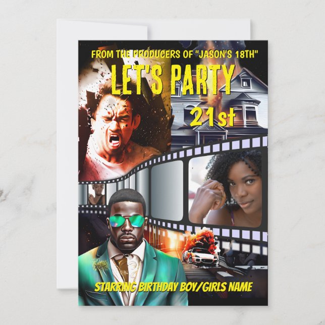 Movie poster DIY photo hero spy thriller adults  Invitation (Front)