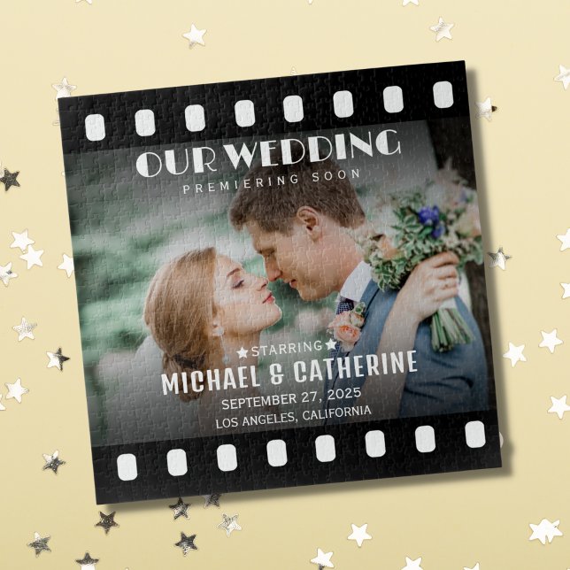 Movie Poster Film Reel Wedding Unique Save The Dat Jigsaw Puzzle (Creator Uploaded)