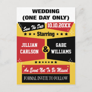 Movie Poster Wedding Save The Date Announcement Postcard