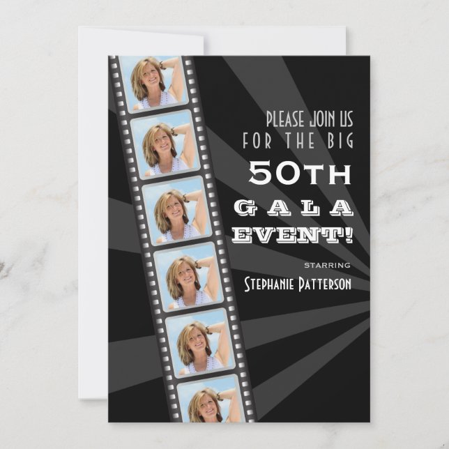Movie Premiere Celebrity 50th Birthday Photo Gala Invitation (Front)