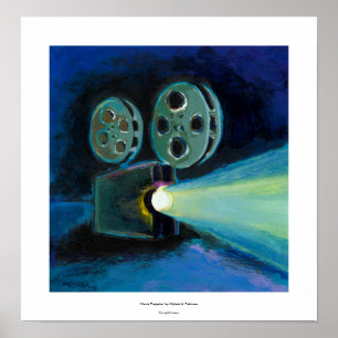 Movie projector colourful expressive painting art poster