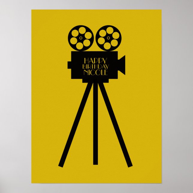 Movie Projector Hollywood Happy Birthday Poster (Front)