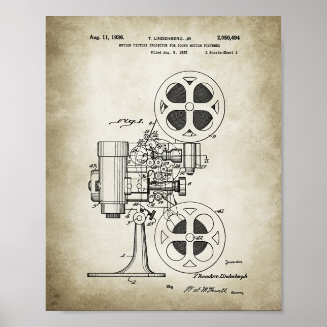 Movie Projector Patent Poster (Front)