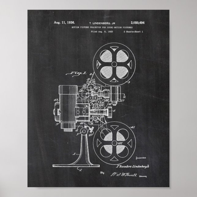 Movie Projector Patent Poster (Front)