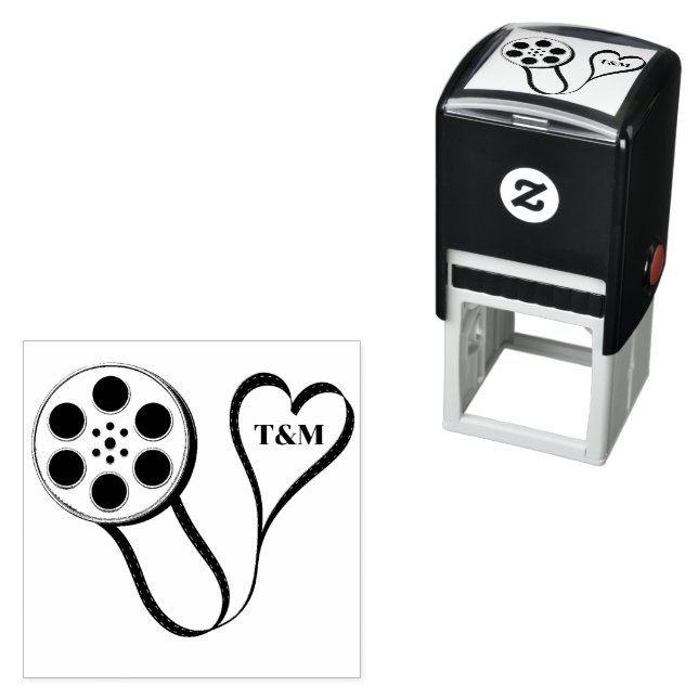 Movie Reel Love Heart Personalised Wedding Self-inking Stamp (In Situ)