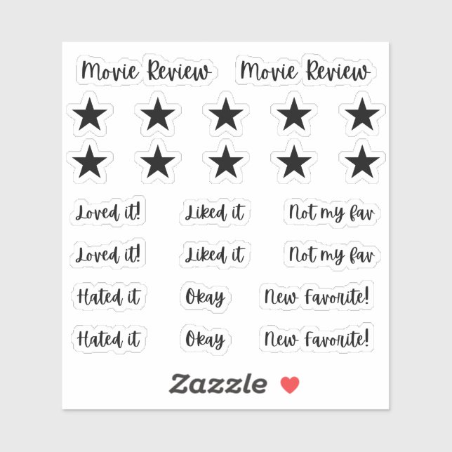 Movie Review Movie Journal Stickers  (Sheet)