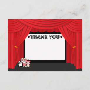 Movie screen and curtain birthday thank you card