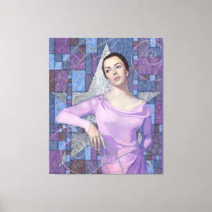 Movie Star Actress 20th Century, purple and silver Canvas Print