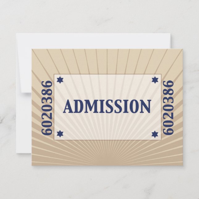 Movie Star Bar Mitzvah Reply RSVP Tan Navy Blue Card (Front)