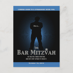 Movie Star Bar Mitzvah Save the Date Black Navy Announcement Postcard