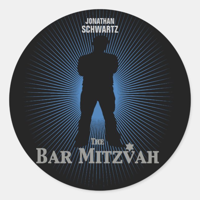 Movie Star Bar Mitzvah Sticker Black Navy Blue (Front)